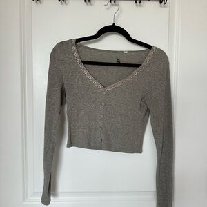 Pacsun Me To We Gray Dainty Long Sleeve Top Size Small